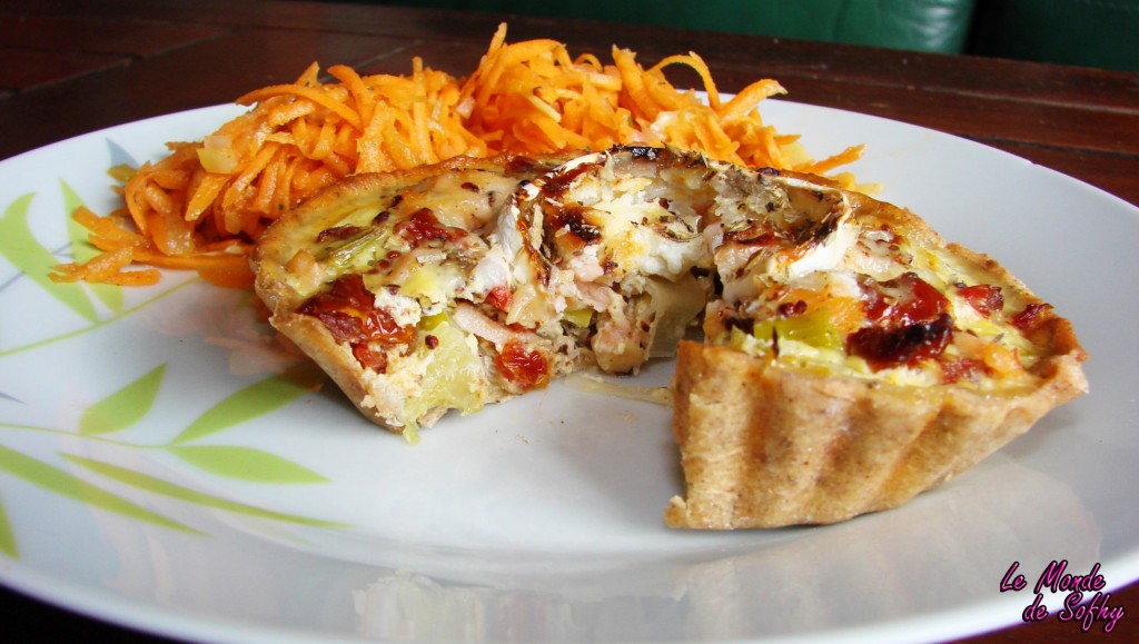 Tarte poireau, saumon, chèvre