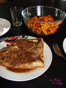 Côtes de veau et frites de patates douces
