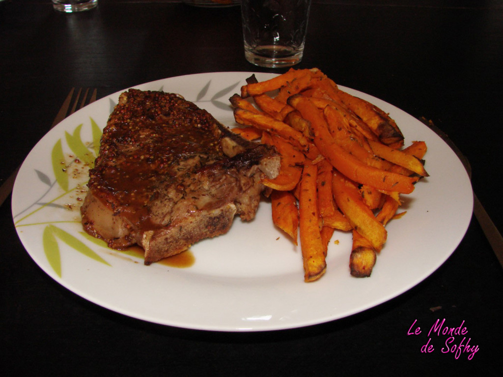 Côtes de veau et frites de patates douces