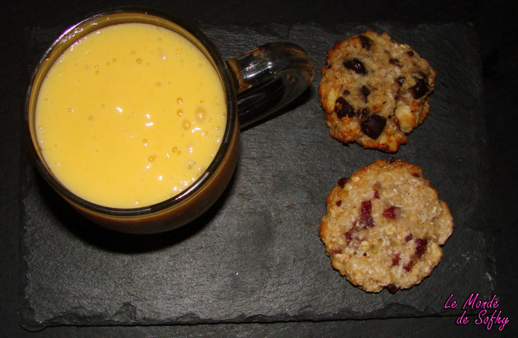 Smoothie mangue litchee cookies aux flocons d'avoine